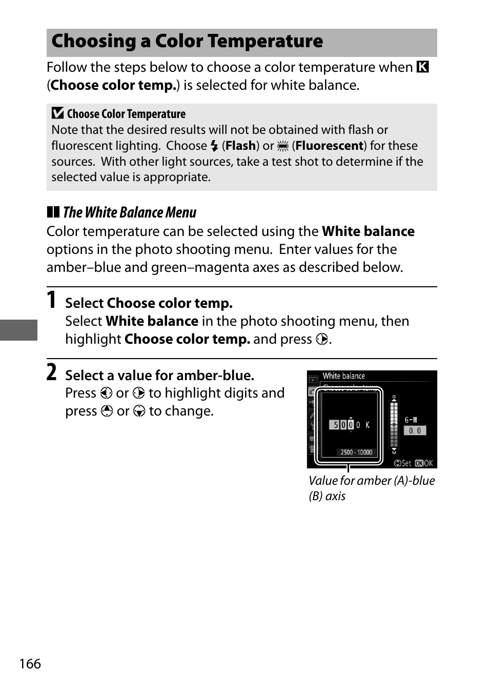 Choosing a color temperature | Nikon D500 User Manual | Page 192 / 432