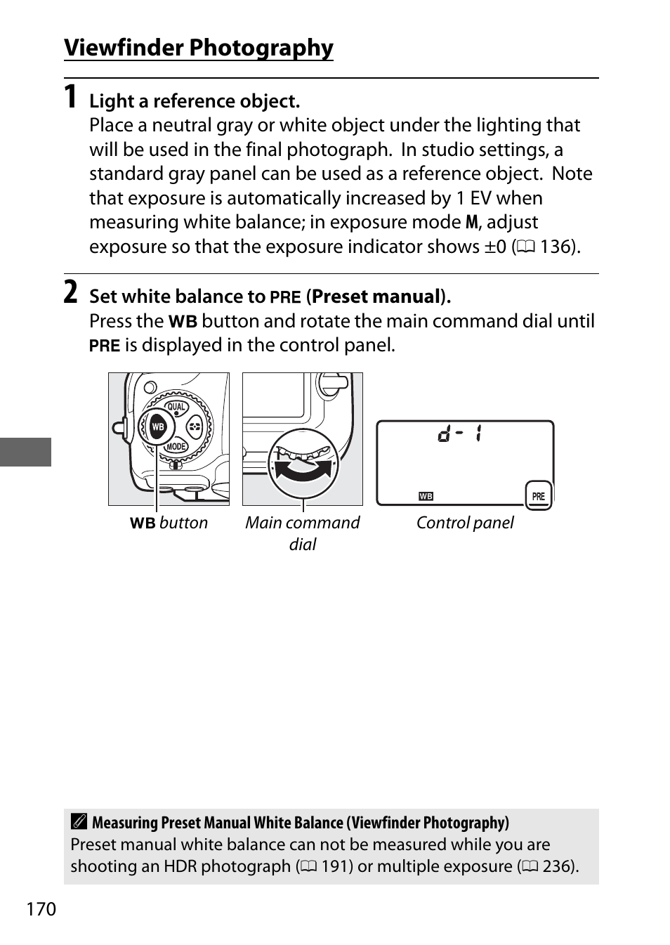 Viewfinder photography | Nikon D500 User Manual | Page 196 / 432