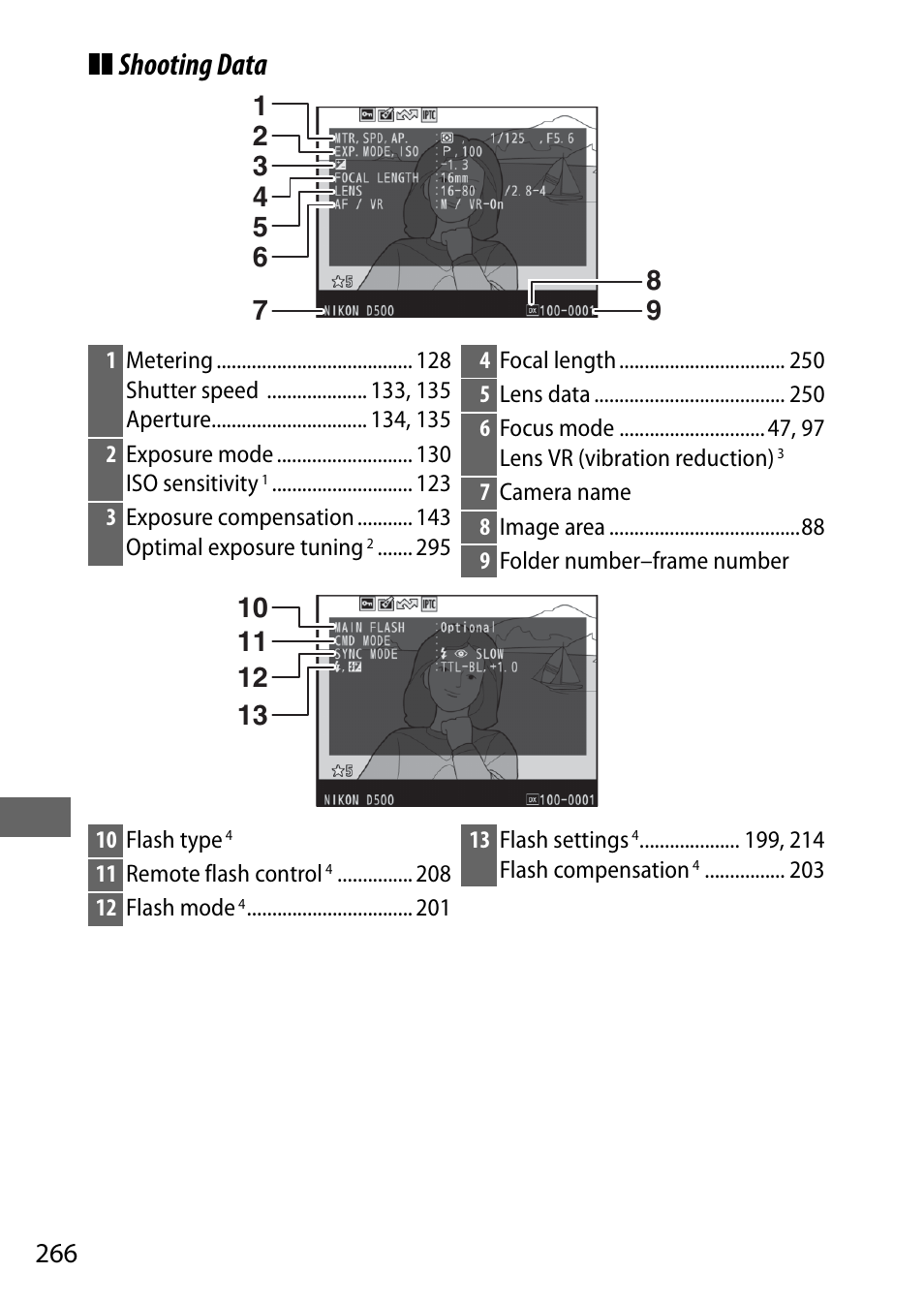 Shooting data | Nikon D500 User Manual | Page 292 / 432