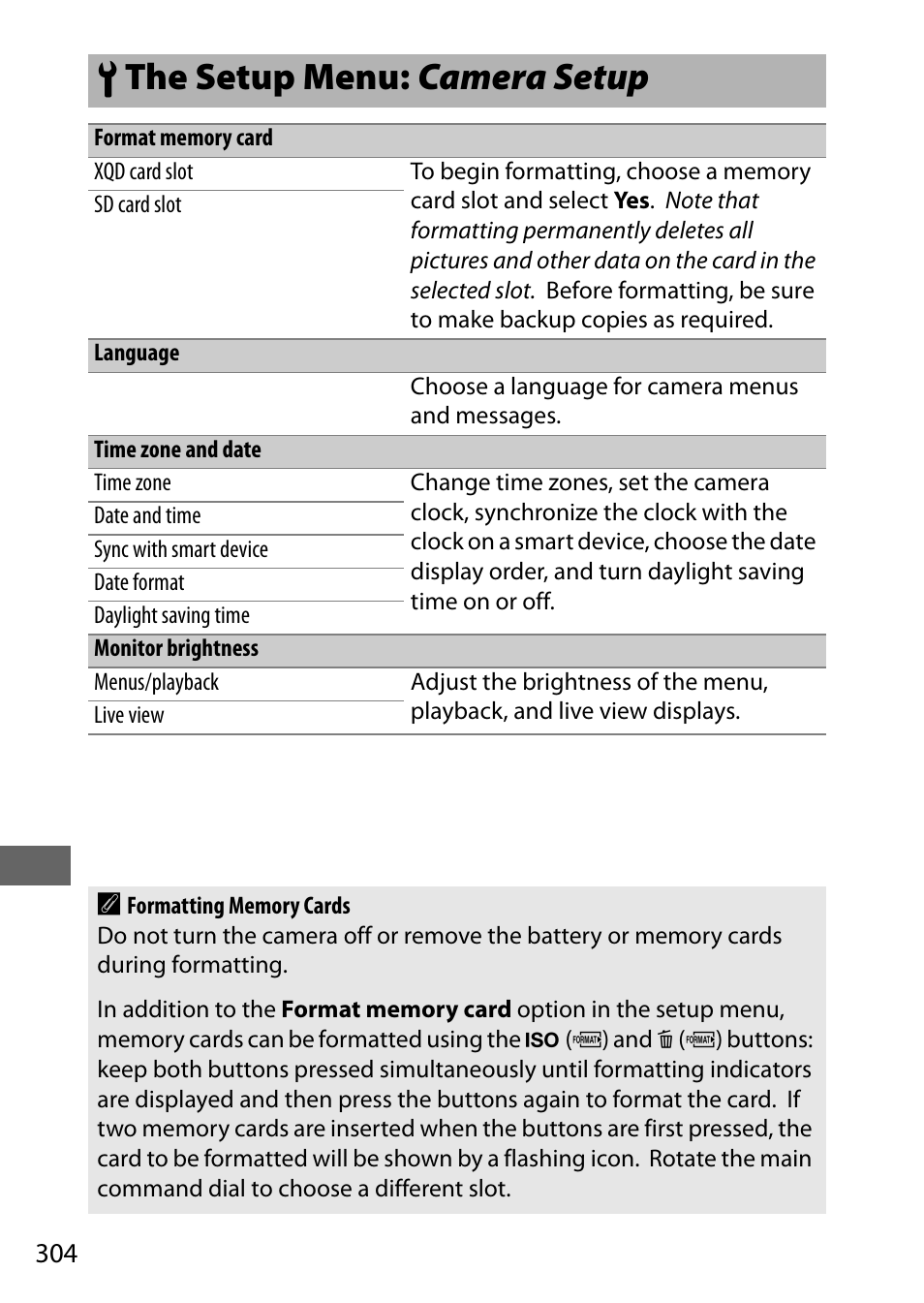 The setup menu: camera setup, B the setup menu: camera setup | Nikon D500 User Manual | Page 330 / 432