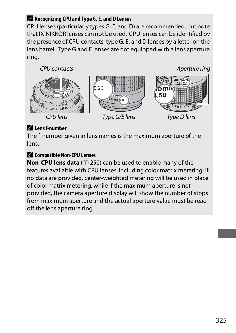 Lens is attached | Nikon D500 User Manual | Page 351 / 432