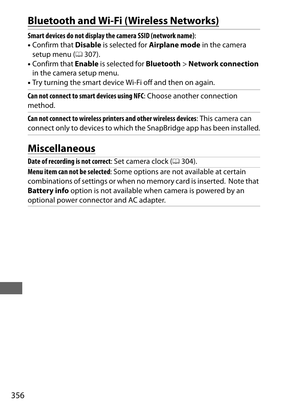 Bluetooth and wi-fi (wireless networks), Miscellaneous | Nikon D500 User Manual | Page 382 / 432