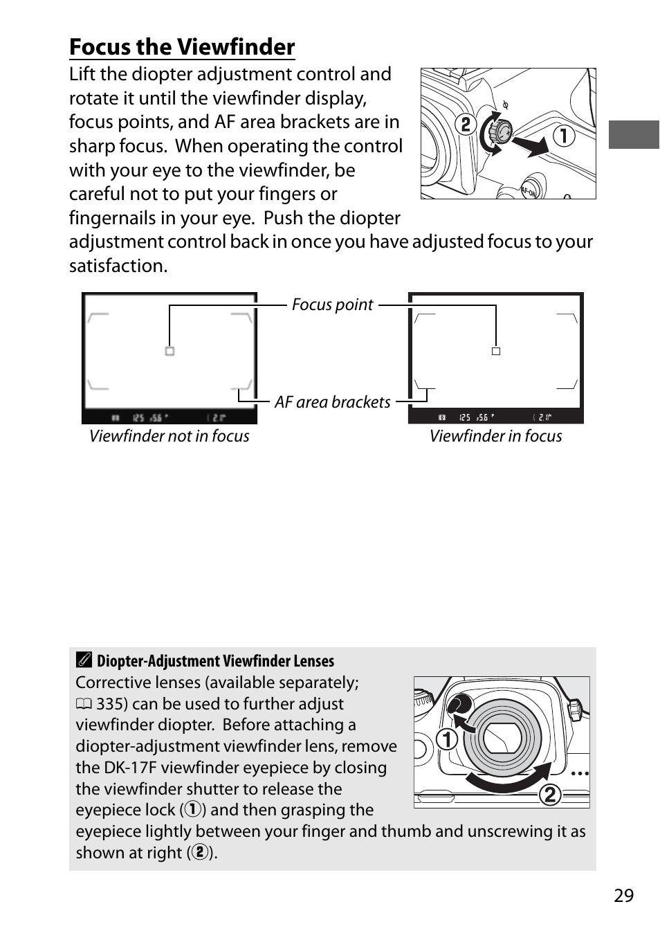 Focus the viewfinder | Nikon D500 User Manual | Page 55 / 432