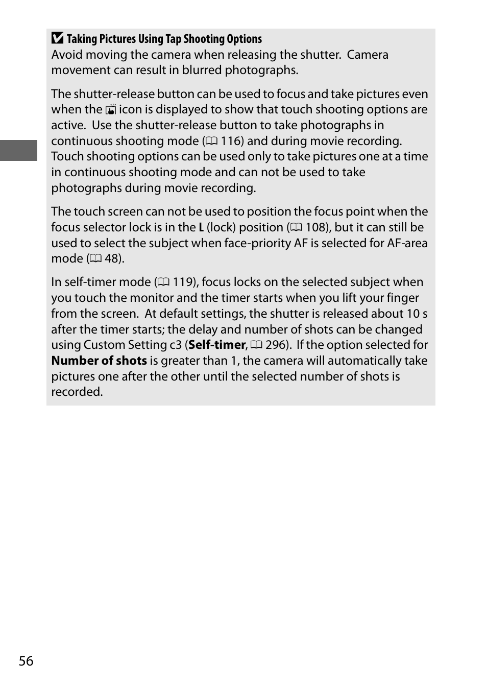 56 d | Nikon D500 User Manual | Page 82 / 432