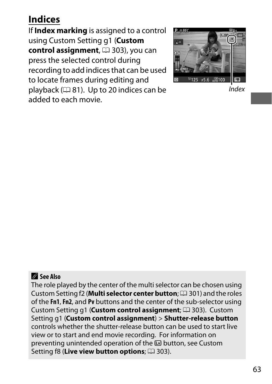 Indices | Nikon D500 User Manual | Page 89 / 432