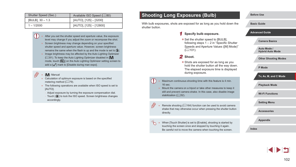 Shooting long exposures (bulb) | Canon PowerShot G7 X Mark II User Manual | Page 102 / 225