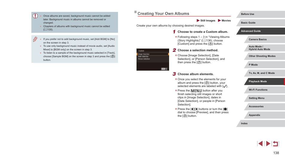 Creating your own albums | Canon PowerShot G7 X Mark II User Manual | Page 138 / 225