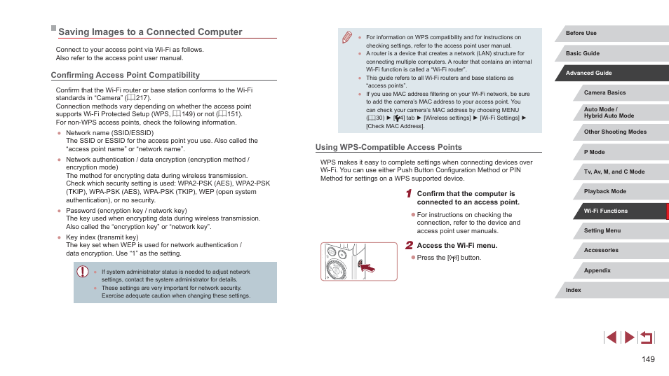 Saving images to a connected computer, 8 in “using wps-compatible, Access points” (= 149) | Canon PowerShot G7 X Mark II User Manual | Page 149 / 225