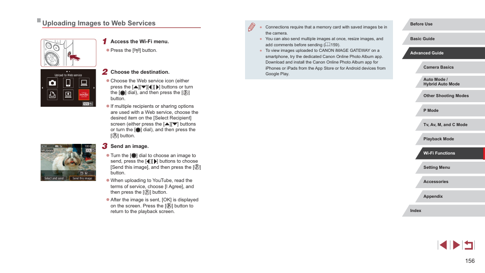 Uploading images to web services | Canon PowerShot G7 X Mark II User Manual | Page 156 / 225