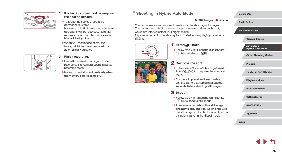 Shooting in hybrid auto mode | Canon PowerShot G7 X Mark II User Manual | Page 36 / 225