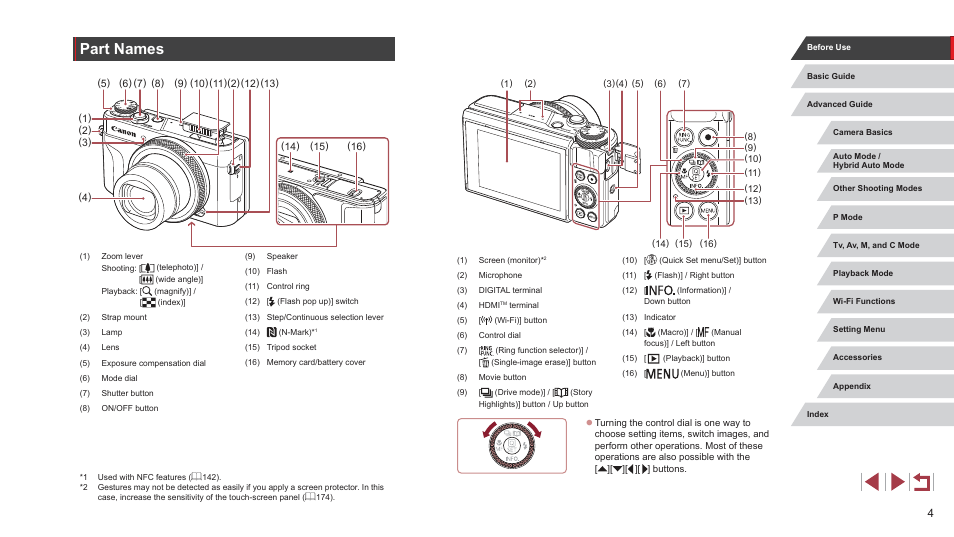 Part names | Canon PowerShot G7 X Mark II User Manual | Page 4 / 225