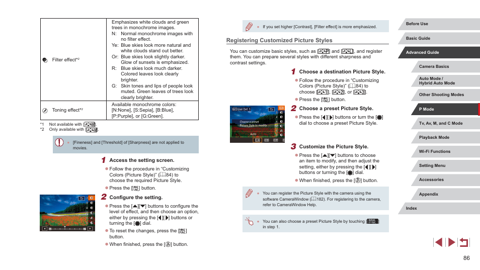 Registering customized picture styles | Canon PowerShot G7 X Mark II User Manual | Page 86 / 225