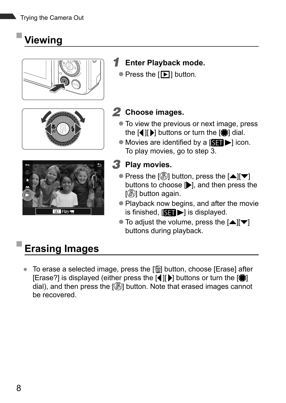 Viewing, Erasing images | Canon PowerShot G7 X Mark II User Manual | Page 8 / 11