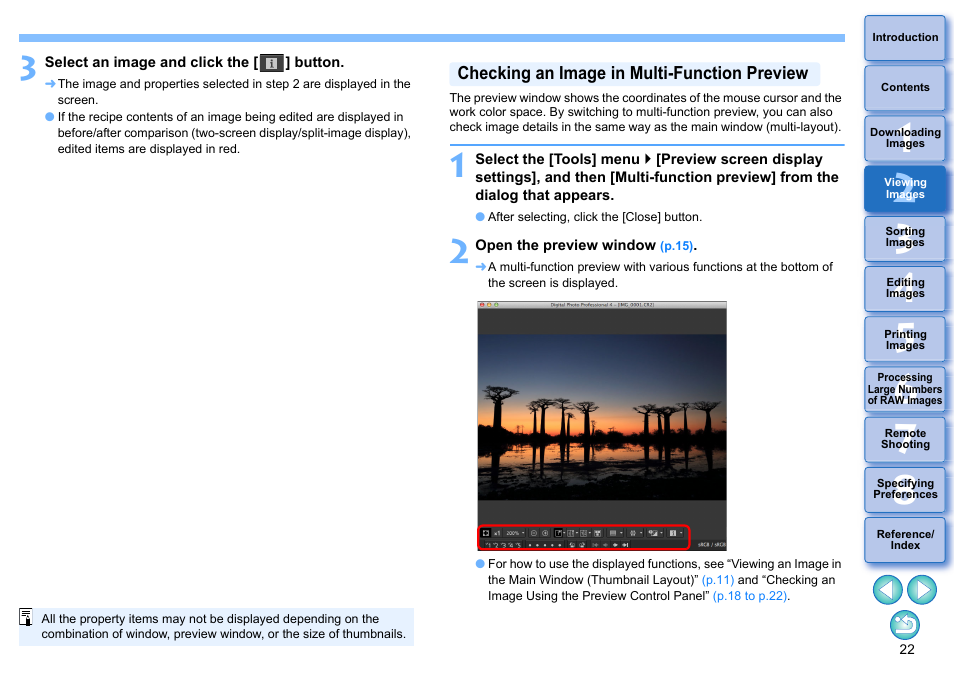 Checking an image in multi-function preview | Canon PowerShot G7 X Mark II User Manual | Page 22 / 141