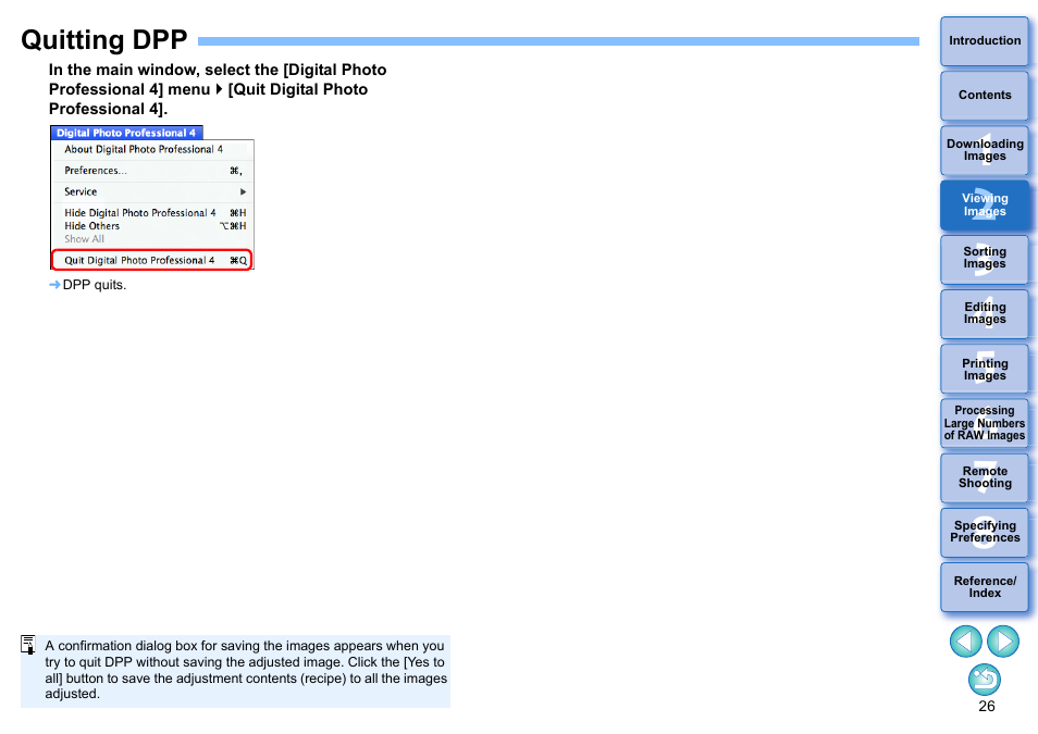 Quitting dpp | Canon PowerShot G7 X Mark II User Manual | Page 26 / 141
