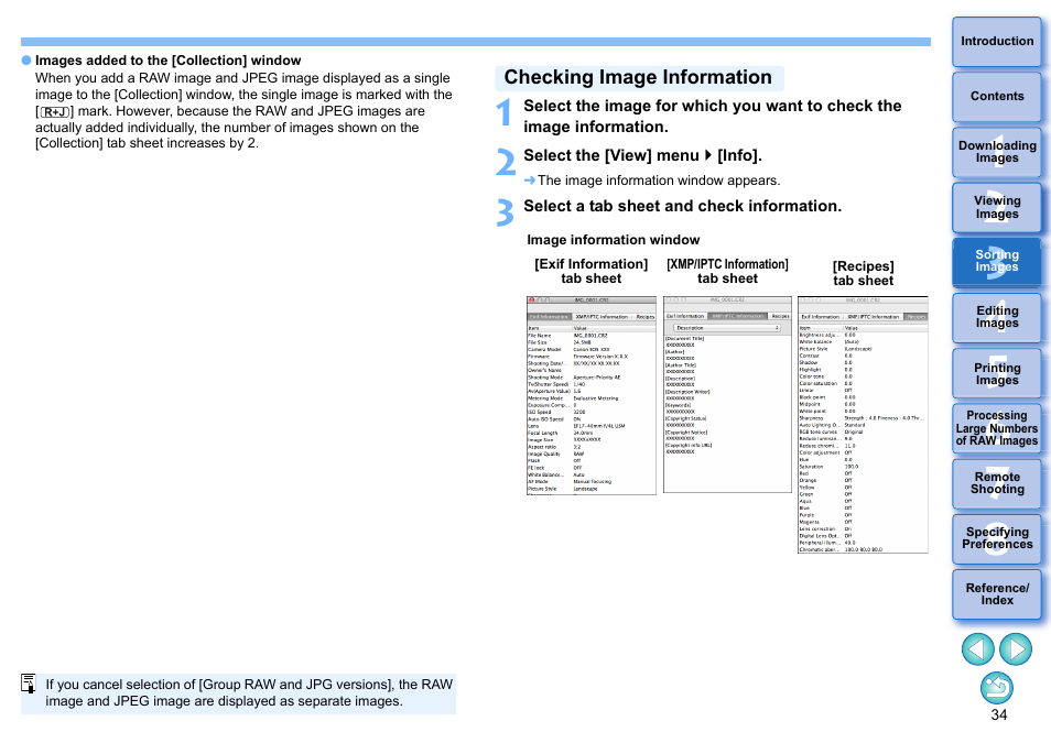 Checking image information | Canon PowerShot G7 X Mark II User Manual | Page 34 / 141