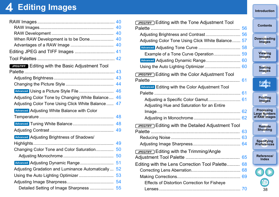 Editing images, Editing, Images | Canon PowerShot G7 X Mark II User Manual | Page 38 / 141