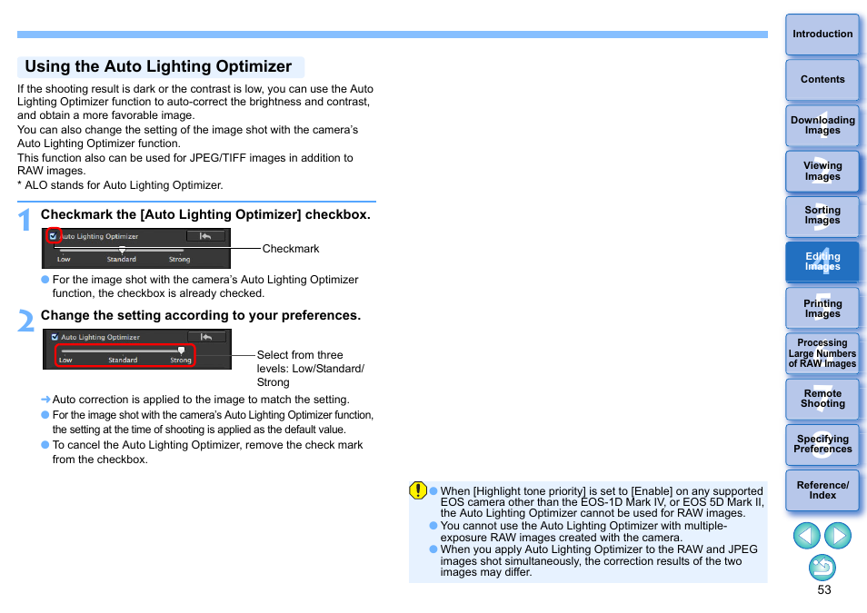 Using the auto lighting optimizer, P.53) | Canon PowerShot G7 X Mark II User Manual | Page 53 / 141