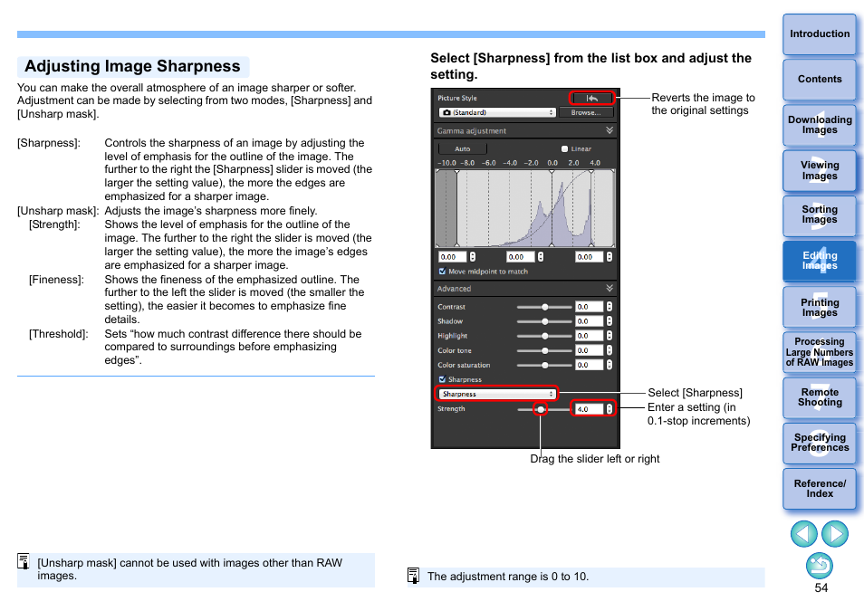 Adjusting image sharpness | Canon PowerShot G7 X Mark II User Manual | Page 54 / 141
