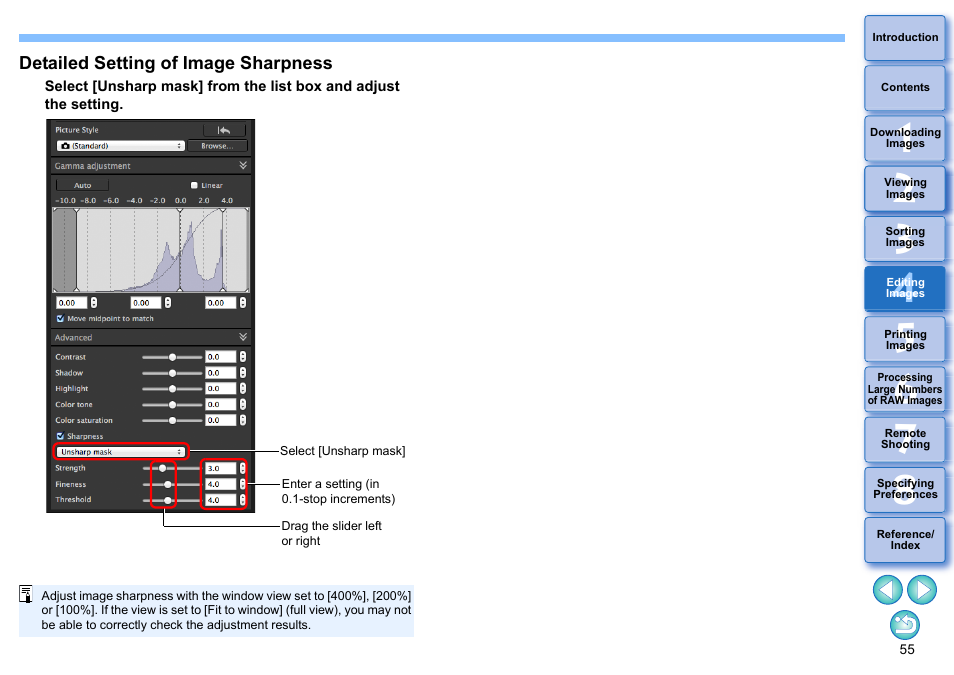 Detailed setting of image sharpness | Canon PowerShot G7 X Mark II User Manual | Page 55 / 141