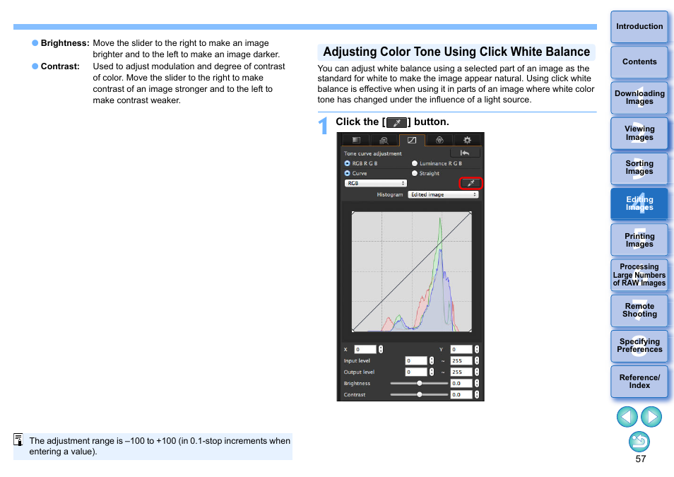 Adjusting color tone using click white balance | Canon PowerShot G7 X Mark II User Manual | Page 57 / 141