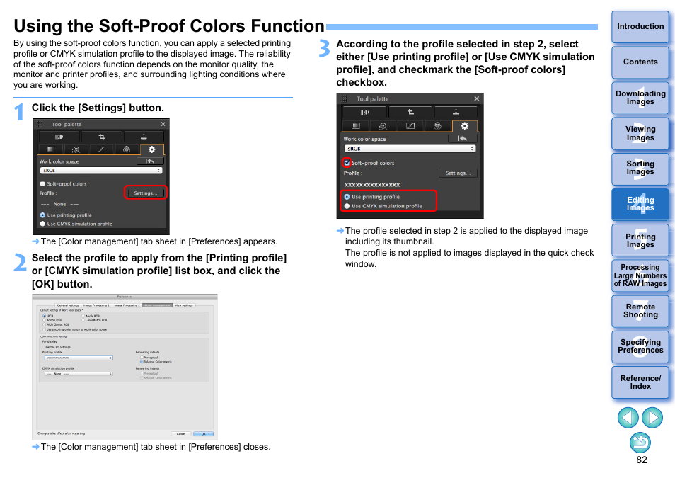 Using the soft-proof colors function | Canon PowerShot G7 X Mark II User Manual | Page 82 / 141
