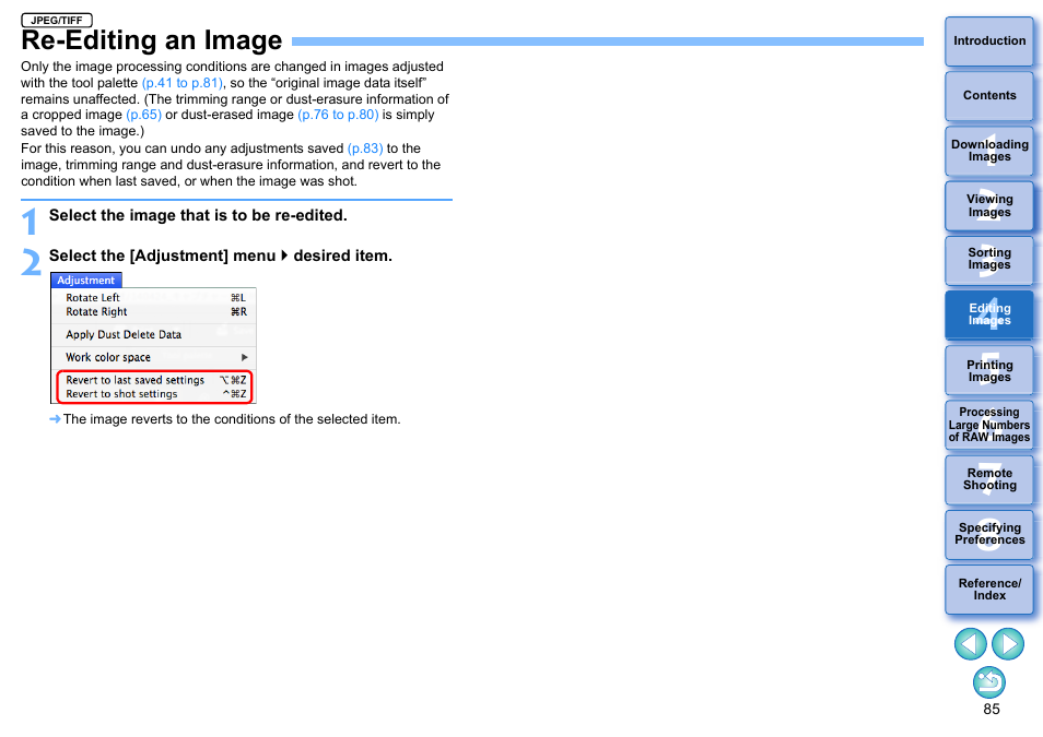 Re-editing an image, P.85), Dure | Canon PowerShot G7 X Mark II User Manual | Page 85 / 141