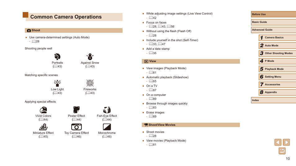 Common camera operations | Canon PowerShot SX410 IS User Manual | Page 10 / 118