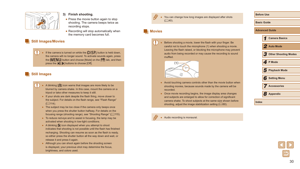 Still images/movies still images movies | Canon PowerShot SX410 IS User Manual | Page 30 / 118