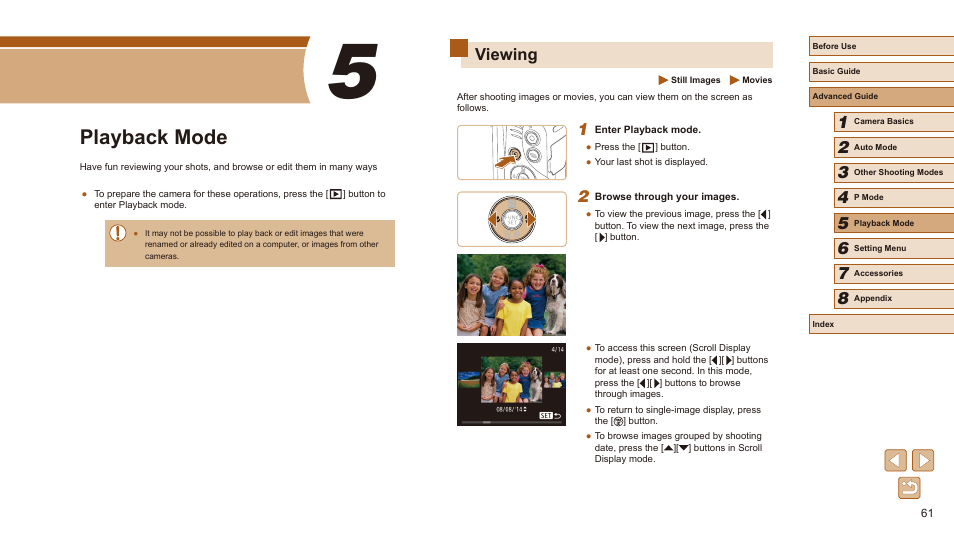 5 playback mode, Viewing, Playback mode | Canon PowerShot SX410 IS User Manual | Page 61 / 118
