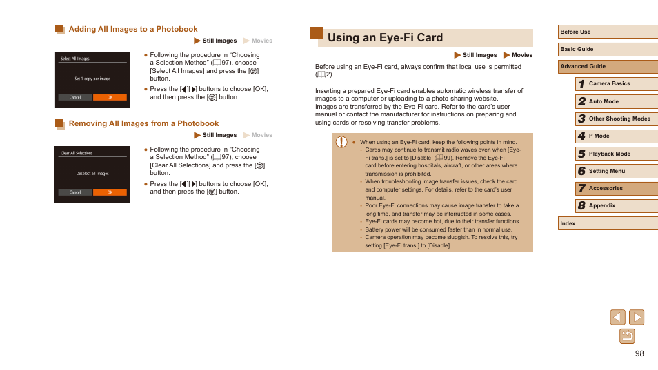 Using an eye-fi card | Canon PowerShot SX410 IS User Manual | Page 98 / 118