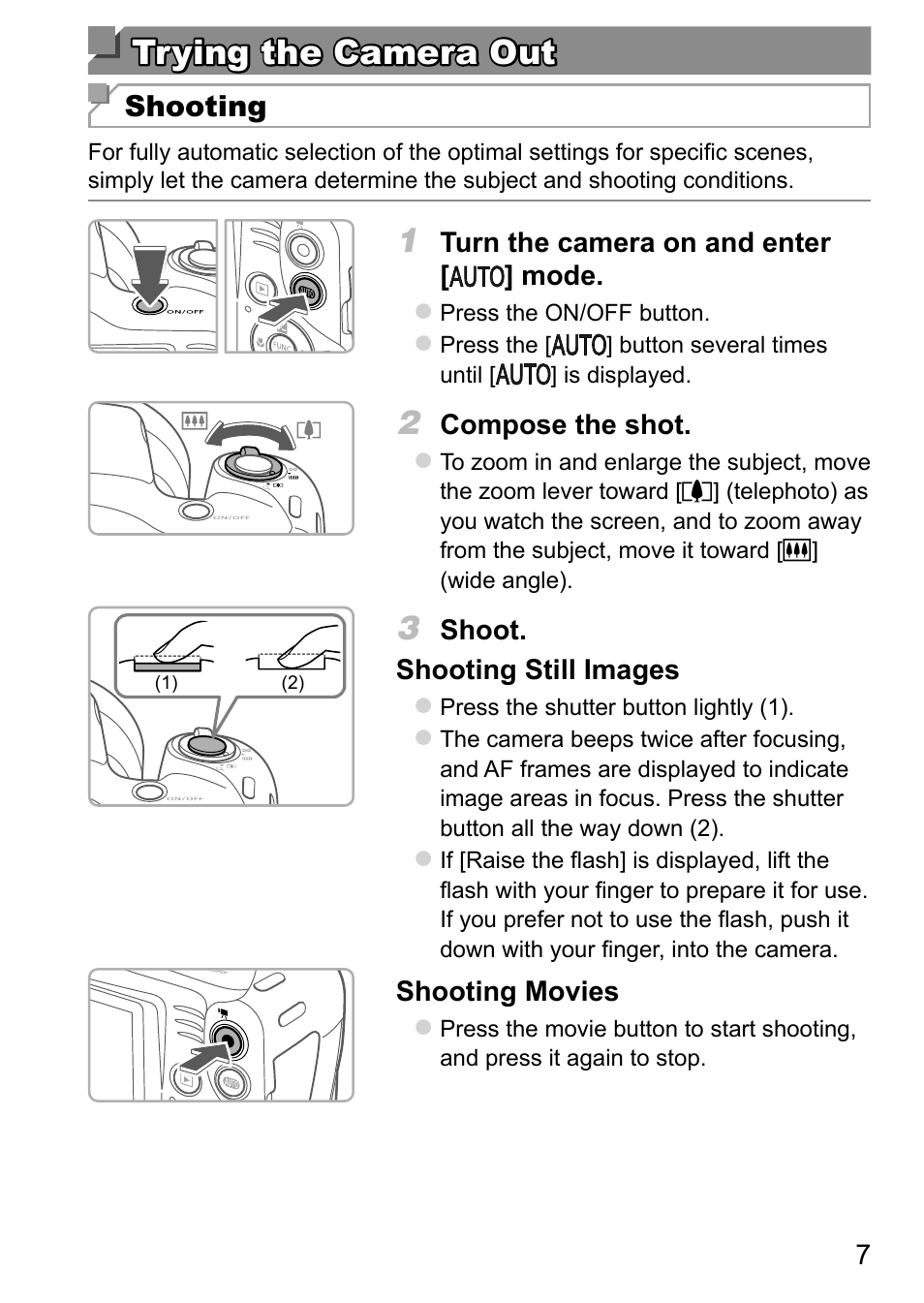 Trying the camera out | Canon PowerShot SX410 IS User Manual | Page 7 / 9