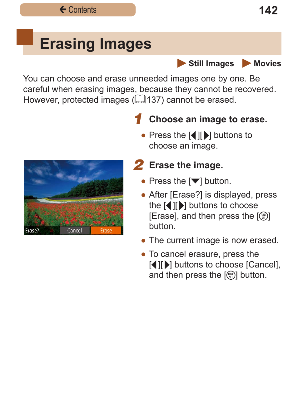 Erasing images, 142) these images all at once, Camera (= 142) | Canon PowerShot SX410 IS User Manual | Page 142 / 250