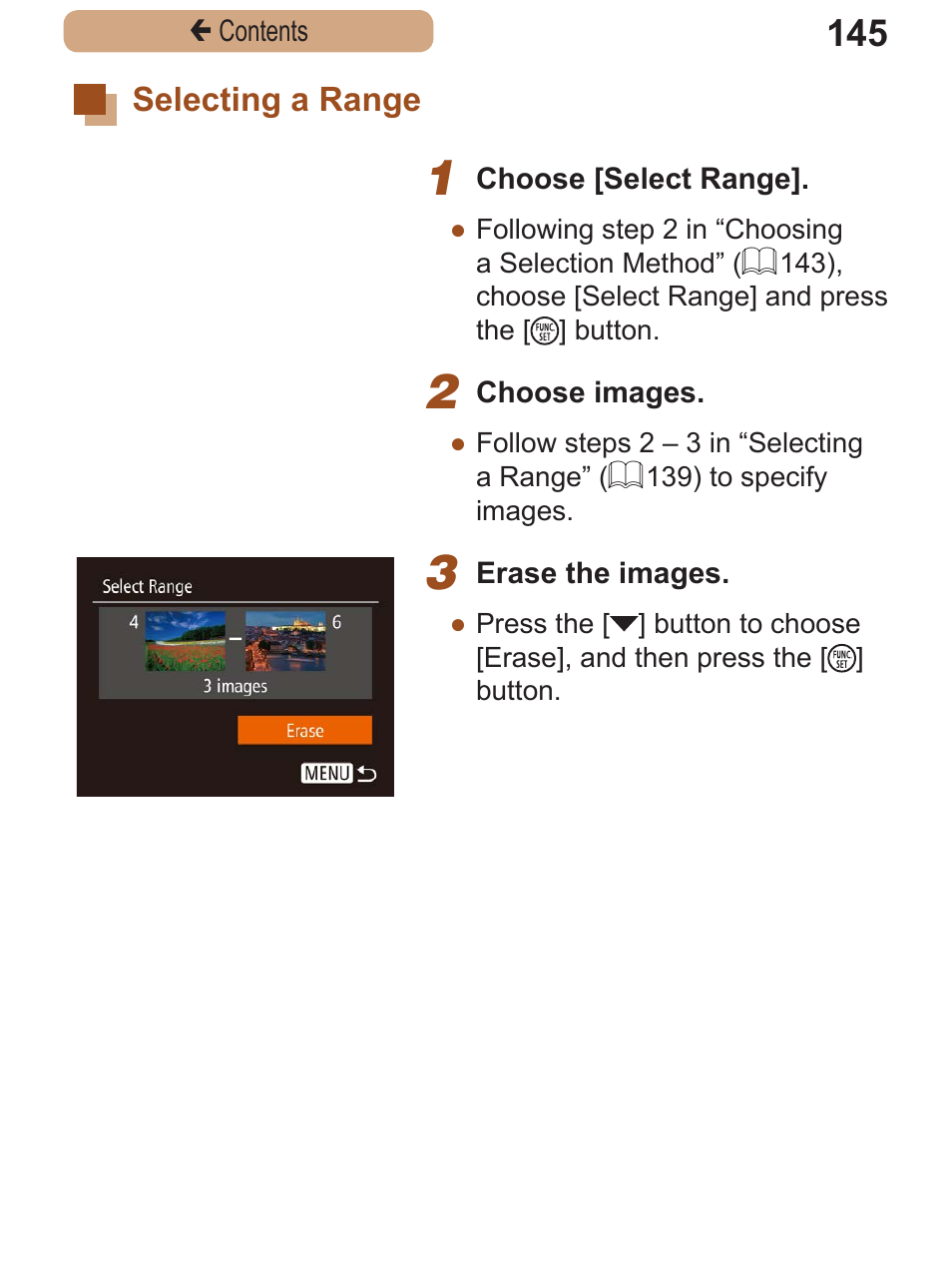 Selecting a range, Selecting a range . 145 | Canon PowerShot SX410 IS User Manual | Page 145 / 250