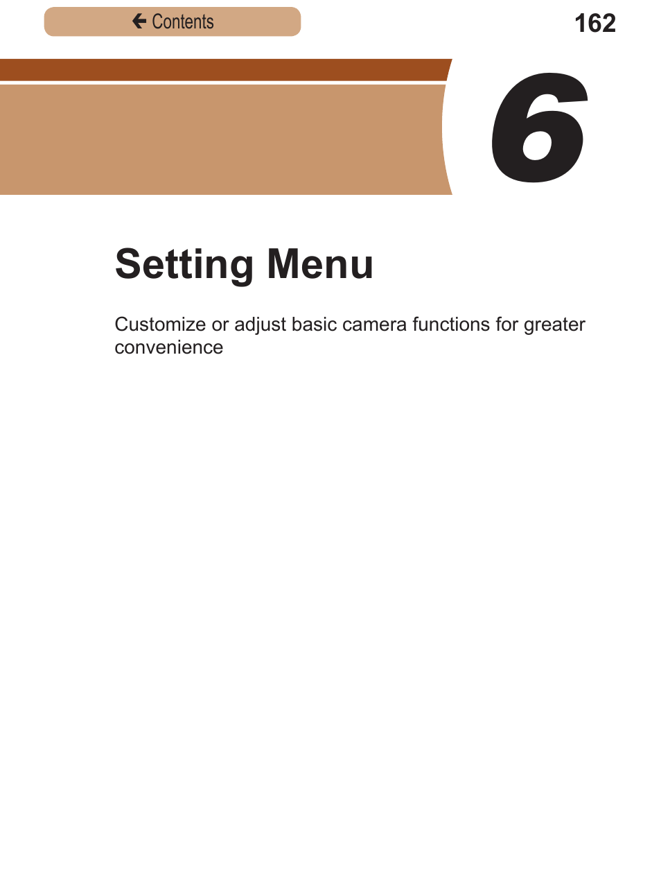 6 setting menu | Canon PowerShot SX410 IS User Manual | Page 162 / 250