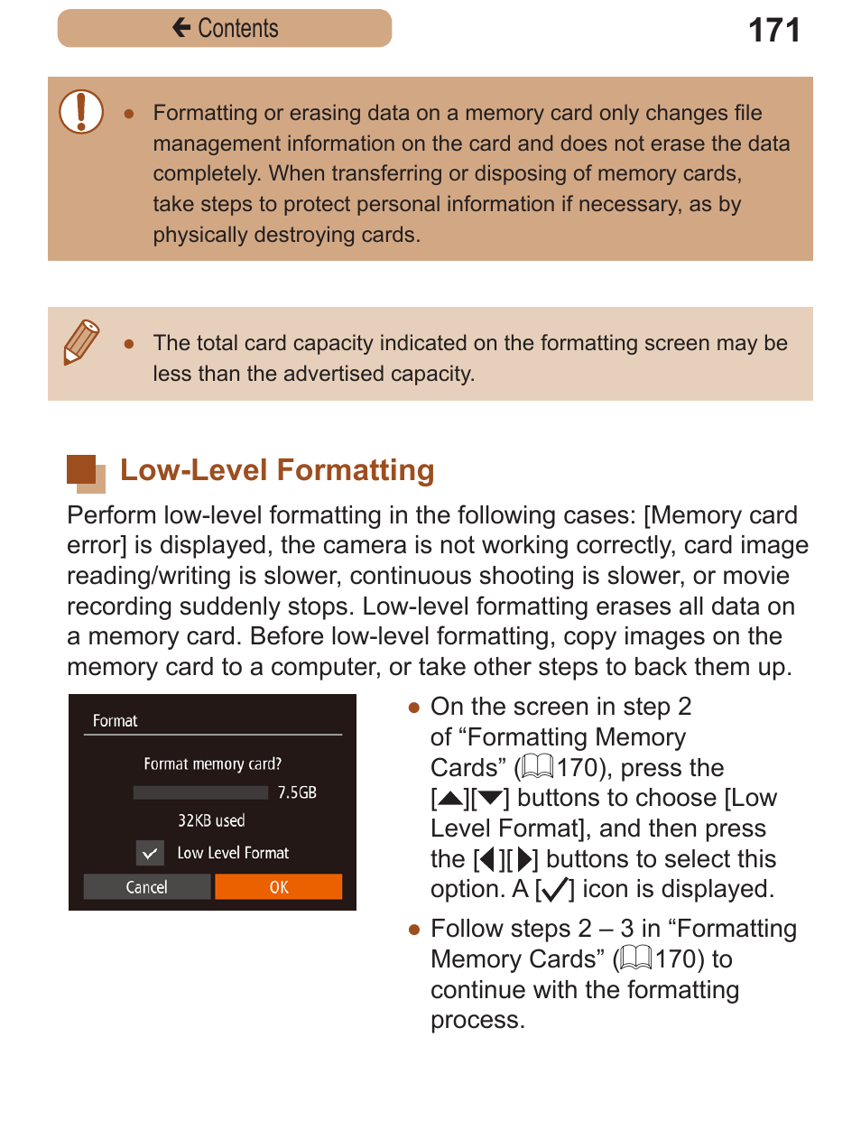 Low-level formatting, Low-level, Formatting | Canon PowerShot SX410 IS User Manual | Page 171 / 250