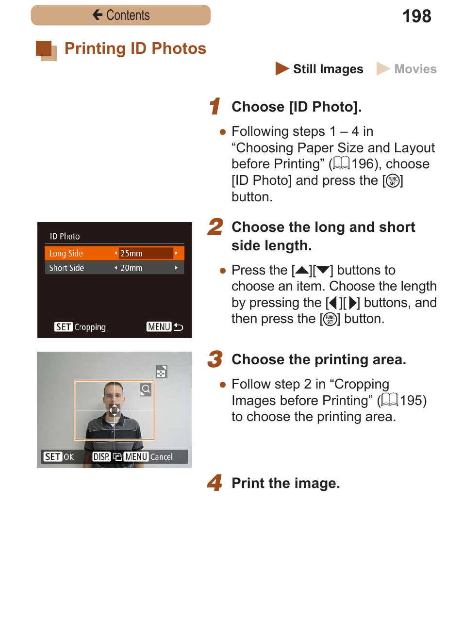 Printing id photos | Canon PowerShot SX410 IS User Manual | Page 198 / 250