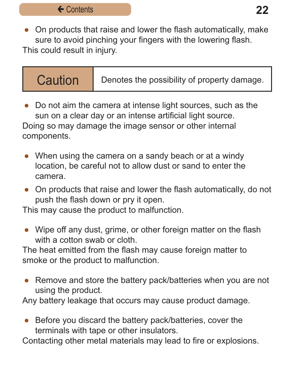 Caution | Canon PowerShot SX410 IS User Manual | Page 22 / 250