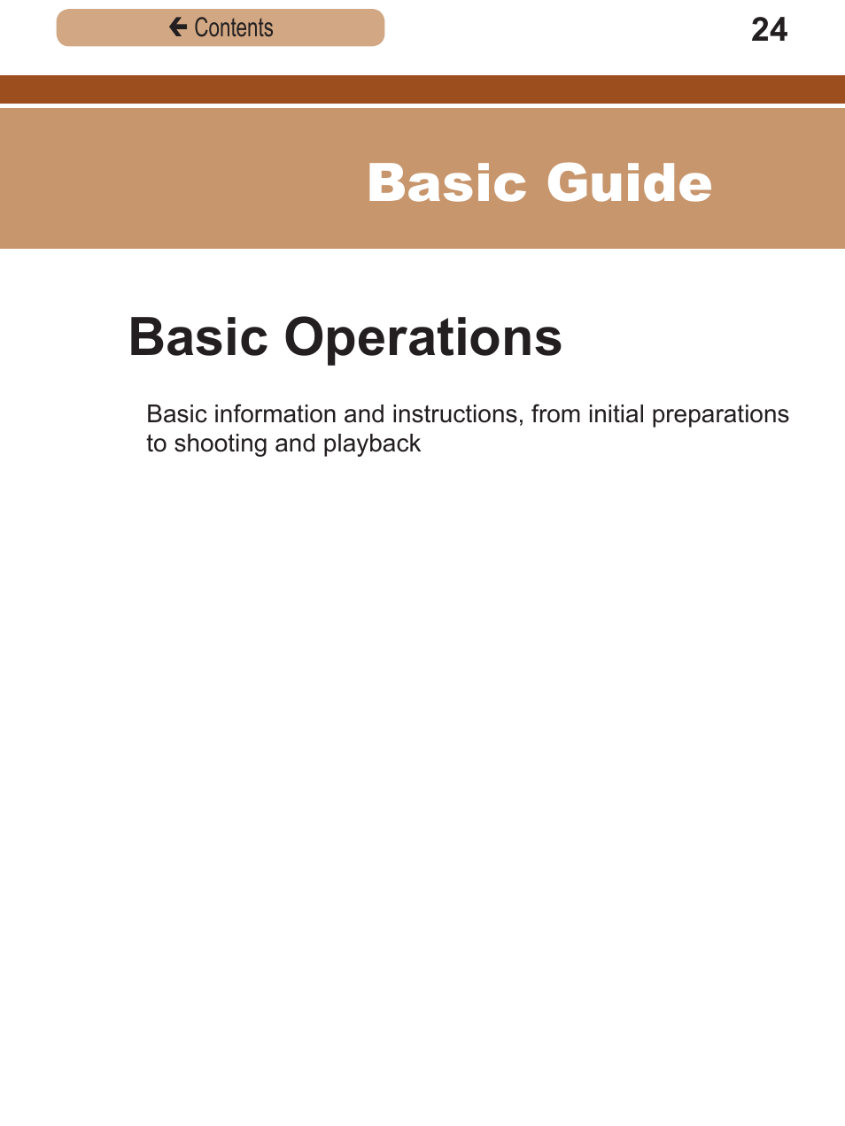 Basic guide, Basic operations | Canon PowerShot SX410 IS User Manual | Page 24 / 250