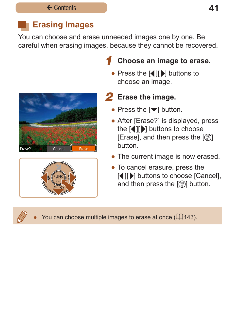 Erasing images | Canon PowerShot SX410 IS User Manual | Page 41 / 250
