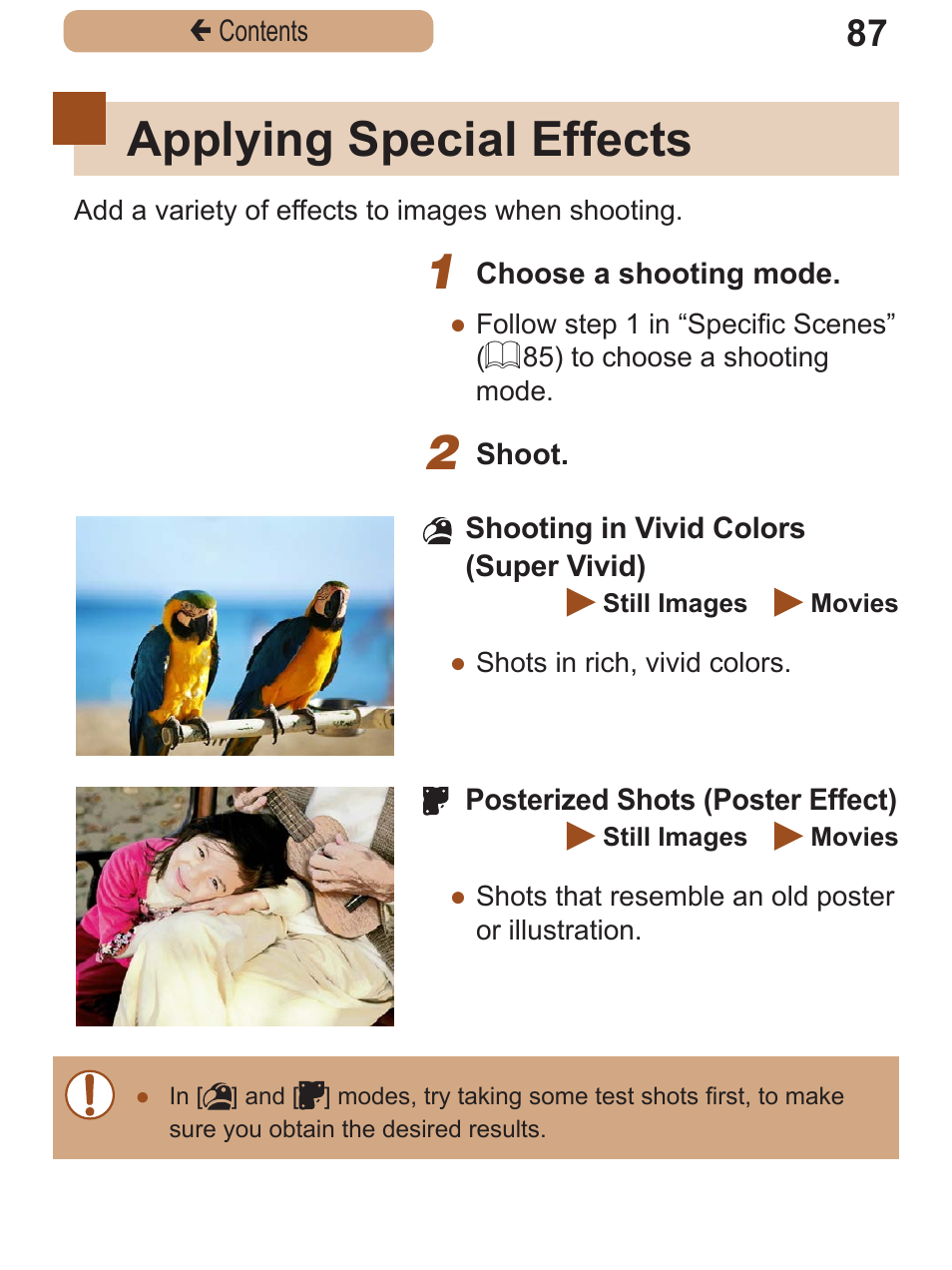 Applying special effects | Canon PowerShot SX410 IS User Manual | Page 87 / 250