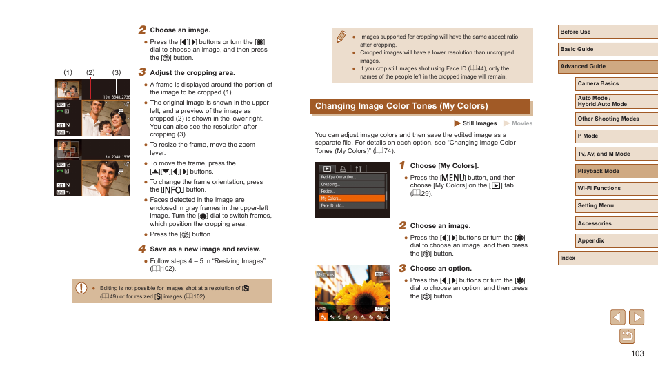 Changing image color tones (my colors) | Canon PowerShot SX720 HS User Manual | Page 103 / 185