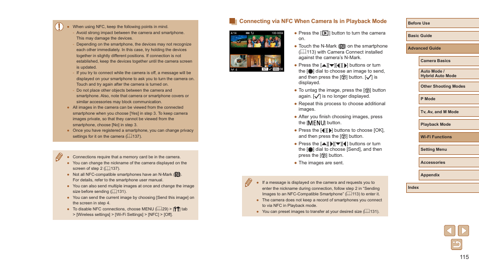 Connecting via nfc when camera is in playback mode | Canon PowerShot SX720 HS User Manual | Page 115 / 185