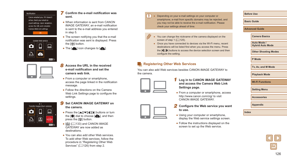 Registering other web services | Canon PowerShot SX720 HS User Manual | Page 126 / 185