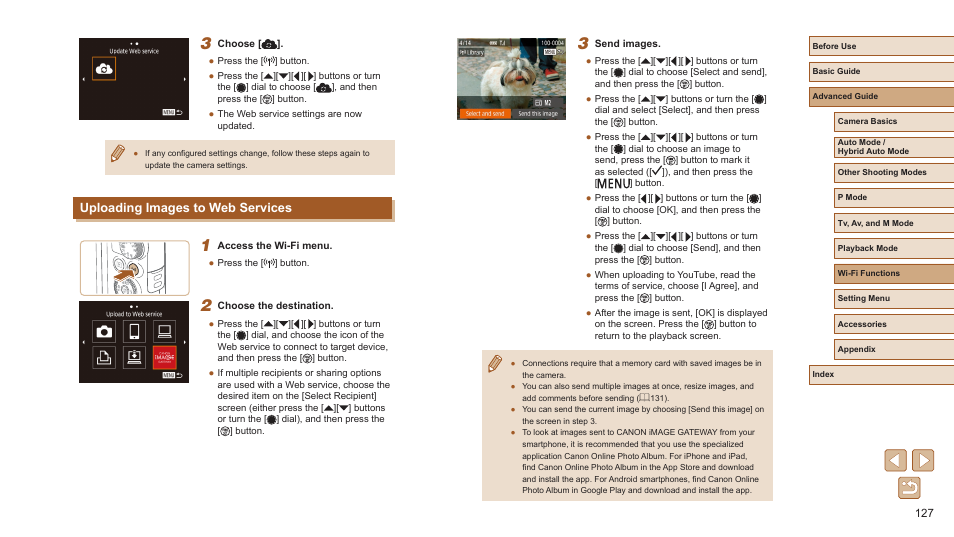 Uploading images to web services | Canon PowerShot SX720 HS User Manual | Page 127 / 185