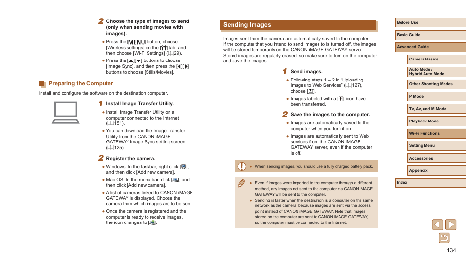 Preparing the computer, Sending images | Canon PowerShot SX720 HS User Manual | Page 134 / 185
