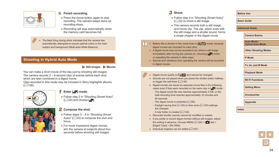 Shooting in hybrid auto mode | Canon PowerShot SX720 HS User Manual | Page 34 / 185