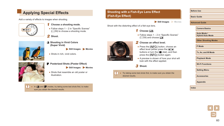 Applying special effects | Canon PowerShot SX720 HS User Manual | Page 60 / 185