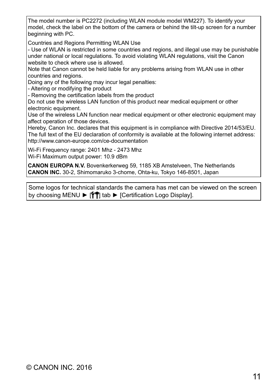 Canon PowerShot SX720 HS User Manual | Page 11 / 11