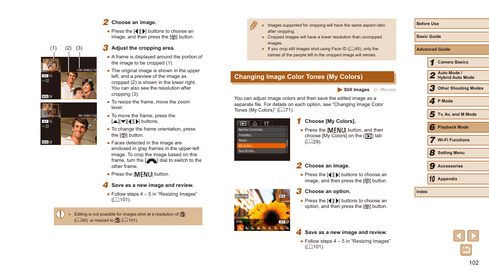 Changing image color tones (my colors) | Canon PowerShot SX540 HS User Manual | Page 102 / 186